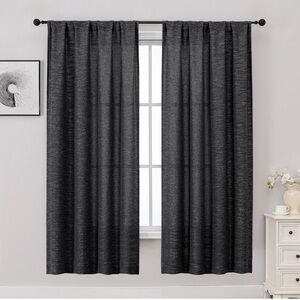 Black Curtains for Bedroom Living Room 40x72 Inch Length 2 Panels Set